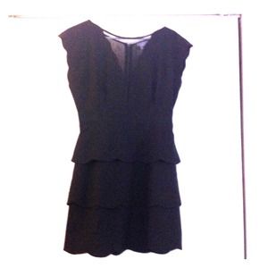 Black scalloped mini dress