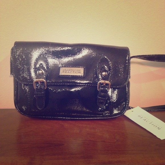 NWT Kenneth Cole Black Pattent Leather Crossbody