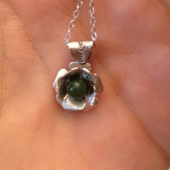 Sterling and jade flower🌅 - Picture 3 of 4