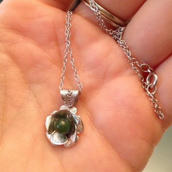 Sterling and jade flower🌅 - Picture 4 of 4