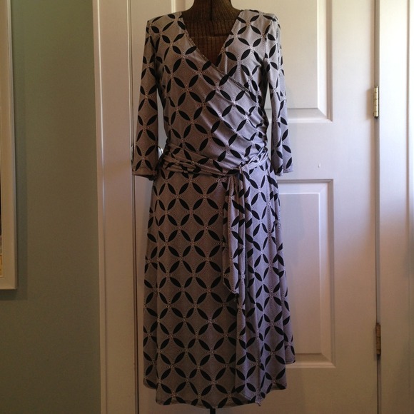 black & white wrap dress