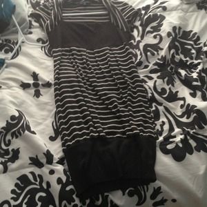 Black and white striped dress.