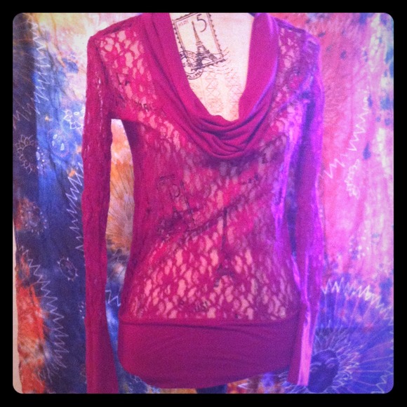 Lace pick Long Sleeve Top