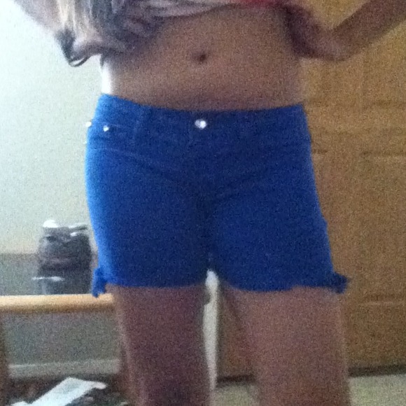 Blue cut off shorts