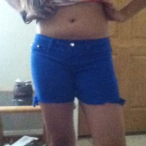 Blue cut off shorts