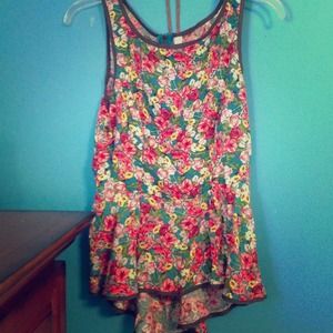 Floral Top with zip up back
