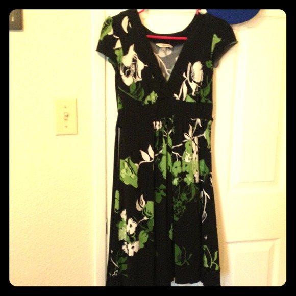 Floral black and green dress