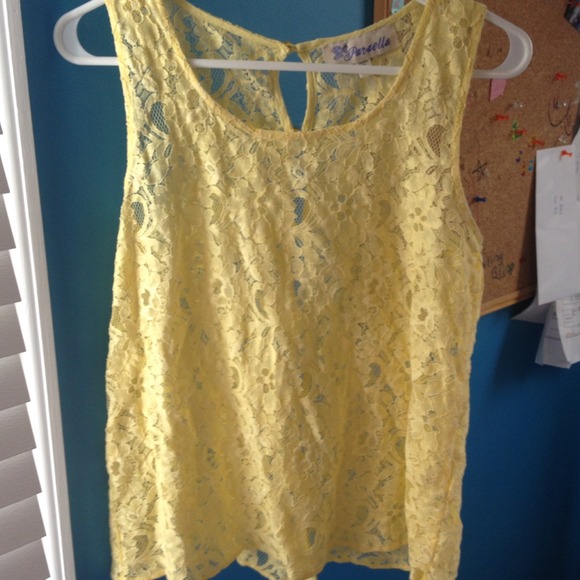 🚫SOLD 🎉HOST PICK!🎉Button up back yellow lace - Picture 2 of 3