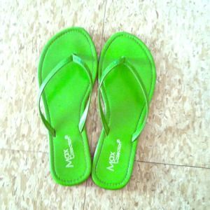 green leather sandals