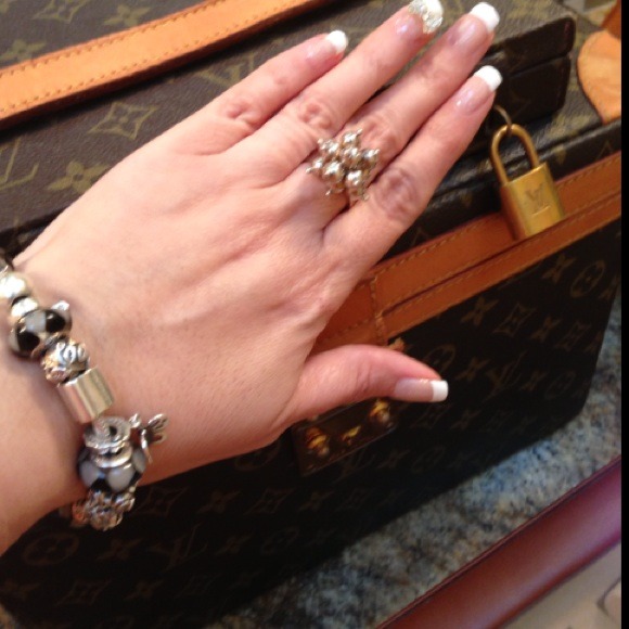 Silver adjustable bubble ring