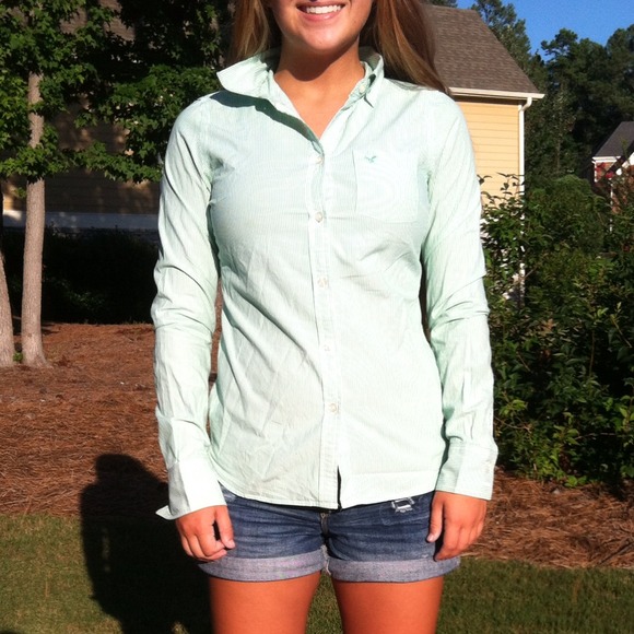 Green/White Stripe Fitted Button Down - Picture 1 of 3