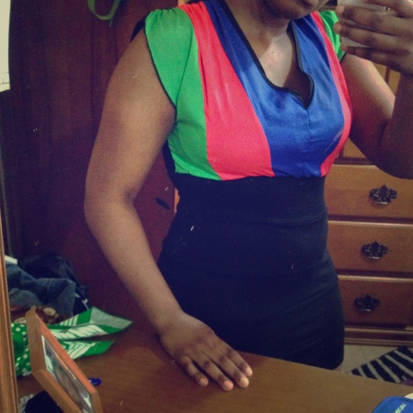 SOLD Mindi color block dress💙💚🍑