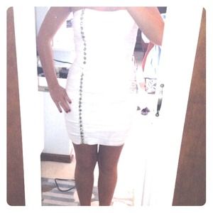 White Bebe dress with clear stones