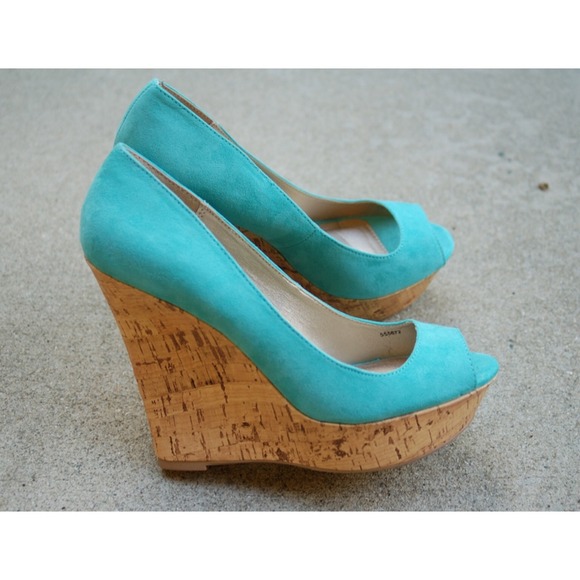 Charlotte Russe Shoes - 🎉Host Pick 2 Times🎉 Mint suede cork wedges