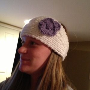 Knitted white headband/earmuffs