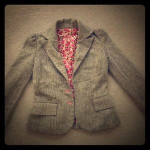 REDUCED- Twill/wool blend blazer with pink floral
