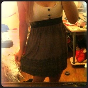 White and grey slip-on dress