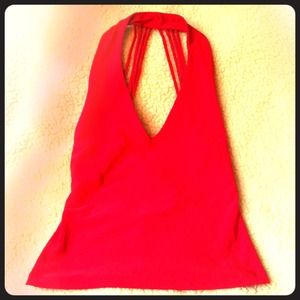 💋Red open back Top