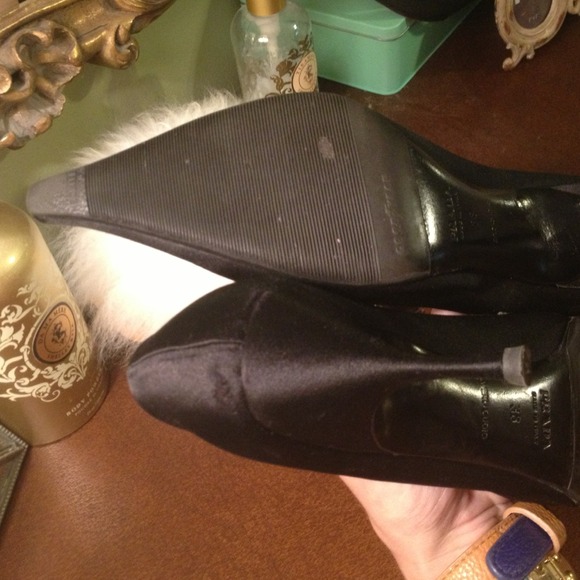 Prada Black Satin Pointy Toe Heels - Picture 4 of 4