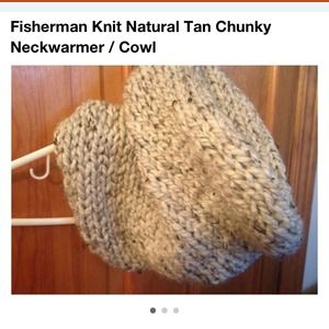 Winter Knit Cowl tan off white natural