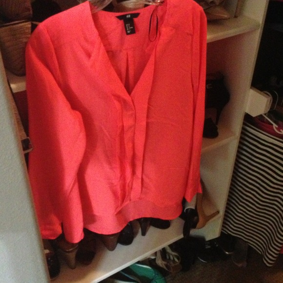 Neon orange H&M blouse