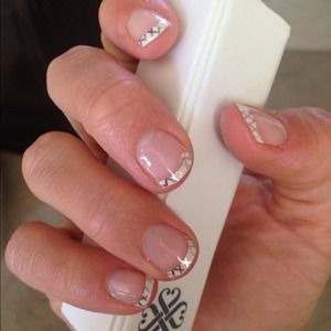 Jamberry nail design in white fishnet tips