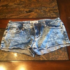 Acid wash jean shorts
