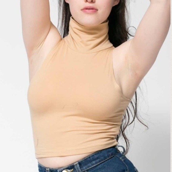 AA Sleeveless Crop Turtleneck in Nude
