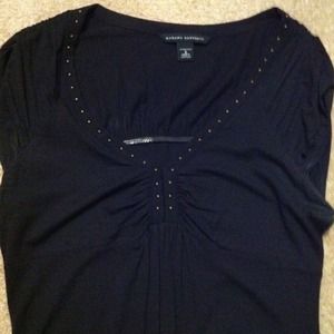 stretch black top with small gold stud detail