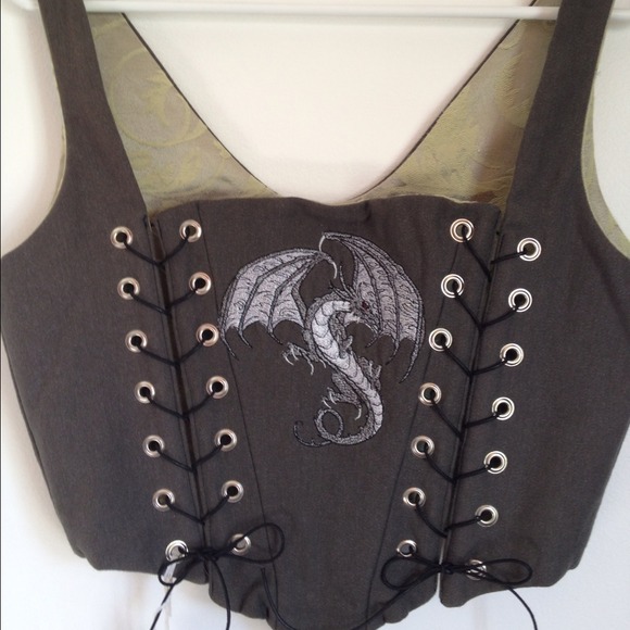 Hand-stitched, Reversible, Dragon Corset