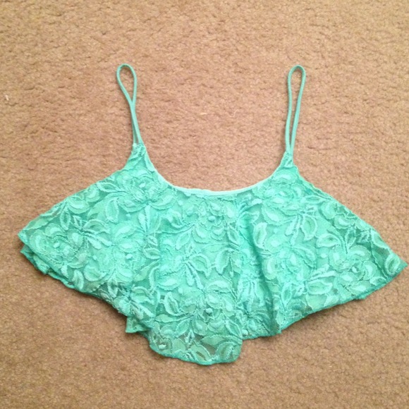 turquoise lace crop too