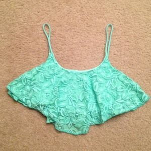 turquoise lace crop too