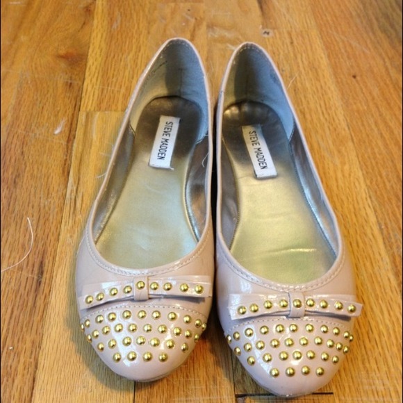 Steve Madden Shoes - Nude Studded Steve Madden Flats