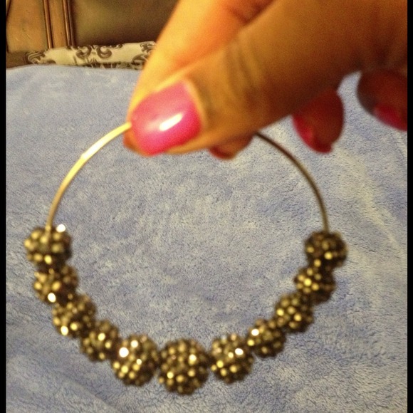 Brand new large 3" hoop earring with gunmetal bead