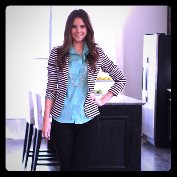 Black & white striped blazer
