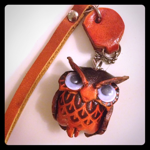 Leather Owl Phone Charm