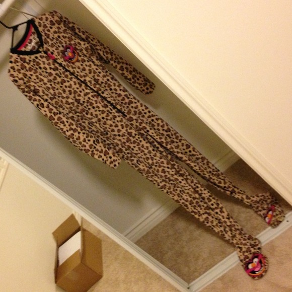 "Animal" leopard skin Jammies with feet.