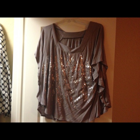 Taupe sequin front top