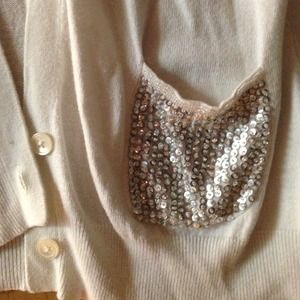 HOLD!!Off white cardigan with Sequin pockets