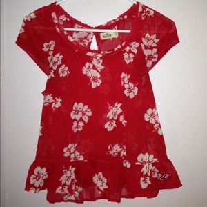 Hollister red see through summer top