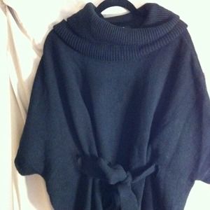 Big cozy cowl neck knit poncho