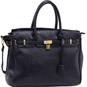 💢SOLD💢Black Ostrich texture Tote