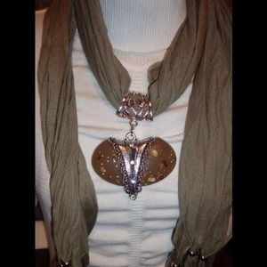 Taupe Flat Stone Jewelry Scarf