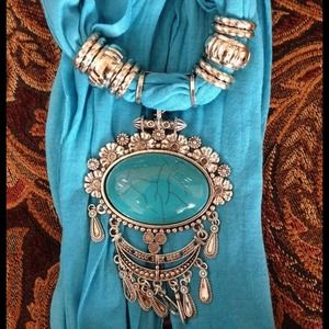 Stunning Turquoise Jewelry Scarf