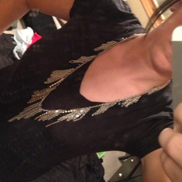 Silver, gold, black necklace