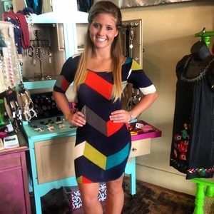 Chevron color block dress