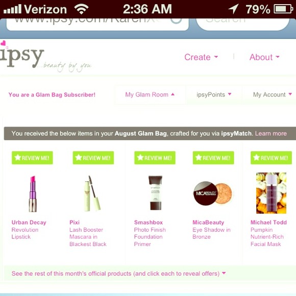Showing  august ipsy glam room and may's bag I got - Picture 1 of 2