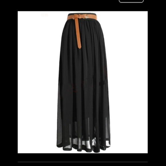 ❌SOLD.Black Chiffon Maxi Skirt❌