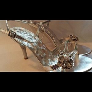 Silver heels worn once