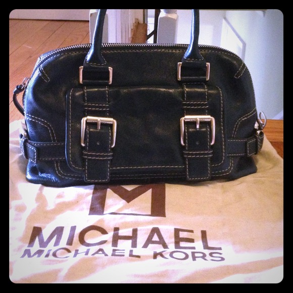 Michael kors navy leather handbag